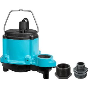 Little Giant 6-CIM-R 115-Volt, 1/3 HP, 2750 GPH Manual (No Switch) Submersible Sump Pump for Sump Systems and General Dewatering, 25-Ft. Cord, Blue, 506274
