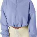 QINSEN Women's Stand Collar Polar Fleece Jacket Relax Fit Baggy Winter Short Coat Long Sleeve Warm Crop Outwear Dusty Pink S