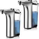 Automatic Soap Dispenser, Touchless Dish Soap Dispenser 17oz/500ml with Upgraded Infrared Sensor, 5 Adjustable Soap Dispensing Levels, Liquid Hand Dispenser for Bathroom (Silver Set)