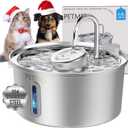 Luxury Smart Pet Fountain 2026  3.2L/108oz Stainless Steel Automatic Cat & Dog Water Fountain, Indoor Pet Water Dispenser with LED Light, Quiet Pump, Dual Flow Modes, 4-Layer Filter, Dishwasher Safe