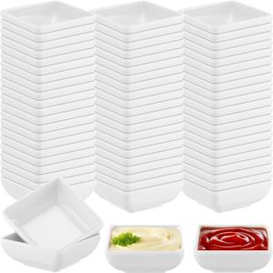 50 Pcs White Dipping Bowls Bulk, 3 oz Condiment Cups Mini Soy Sauce Dishes for Ketchup BBQ Sushi Party Camping Restaurant Catering