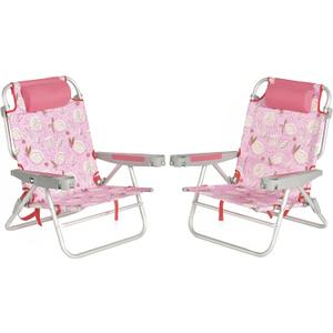 SUNNYFEEL Extra Wide Low Beach Chair 2 Pack 5 Position Lay, XL Oversized Portable Folding Camping Chairs with Cup Holder for Outdoor/Sand, Foldable Backpack Beach Chair for Adults Heavy Duty 500 LBS, 