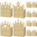 Outus 20 Pieces Princess Crown Boxes Glitter Princess Boxes Crown Candy Box Gold Party Favor Wedding Birthday Baby Shower Supplies