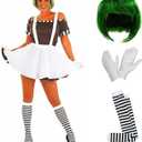 fun shack Womens Chocolate Factory Costume, Chocolate Costume Adult, Book Character Halloween Costumes for Women (X-Large, White)