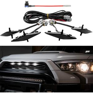 Seven Sparta 4 PCS Grill Led Lights Compatible with Toyota 4Runner 2014-2024 TRD Pro Grille and 2014-2019 SR5, Premium, Limited, TRD Off-Road, Fuse and Instruction Included (Smoke Shell/White Light)