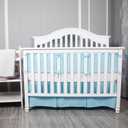 Belsden Blue Crib Skirt with Durable Woven Platform, Both Long Sides Pleated, Split Corners Dust Ruffle for Easy Placement Inside of Standard Crib Bed, 14 Inches (36cm) Length Drop, Blue