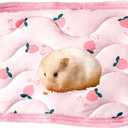 1 Pc Rectangular Summer Cooling Hamster Bed, Comfortable Sleep Mat Pad Cushion for Hamster/Hedgehog/Squirrel/Mice/Rats/Squirrel/Guinea Pig and Other Small Animals - Pink Cherry