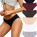 ALL OF SHE Womens Underwear Cotton Hipster Panties Breathable Sexy Cheeky Stretch Soft Ladies Bikini Underwear 6 Pack, Large
