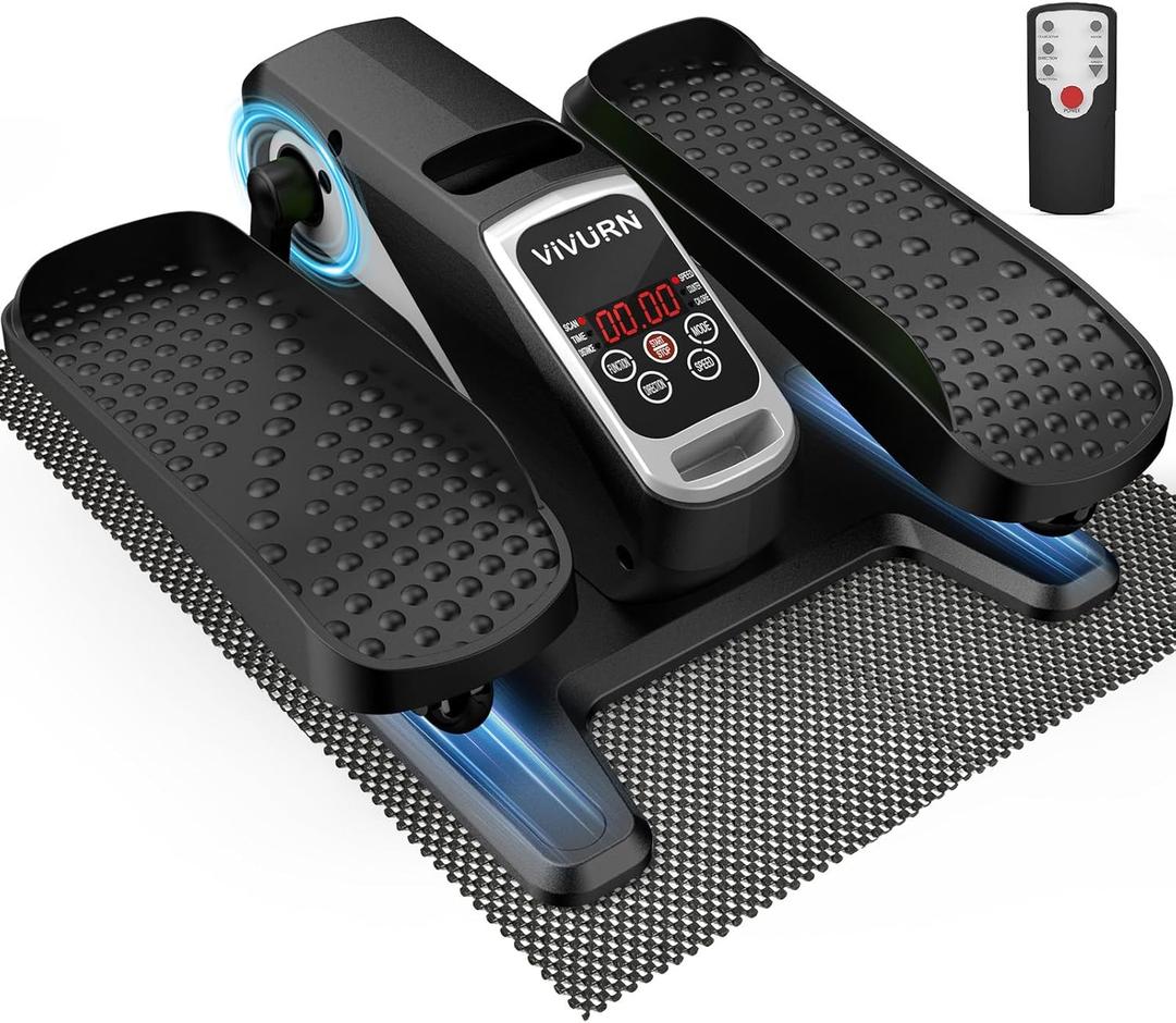 VIVURN-018 Under Desk Elliptical 12 Speed 5 Modes Mini Motorized Leg Exerciser While Sitting for Seniors As Seen on TV with Non-Slip Mat Quiet & Portable Electric Pedal Exerciser for Home and Office (Silver)