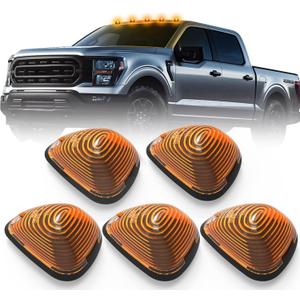 5Pcs LED Cab Lights, Amber Lens Amber Light Cab Roof Top Clearance Marker Lights Plug and Play Compatible with 1999-2016 F150 F250 F350 F450 F550 Super Duty Pickup Trucks SUV