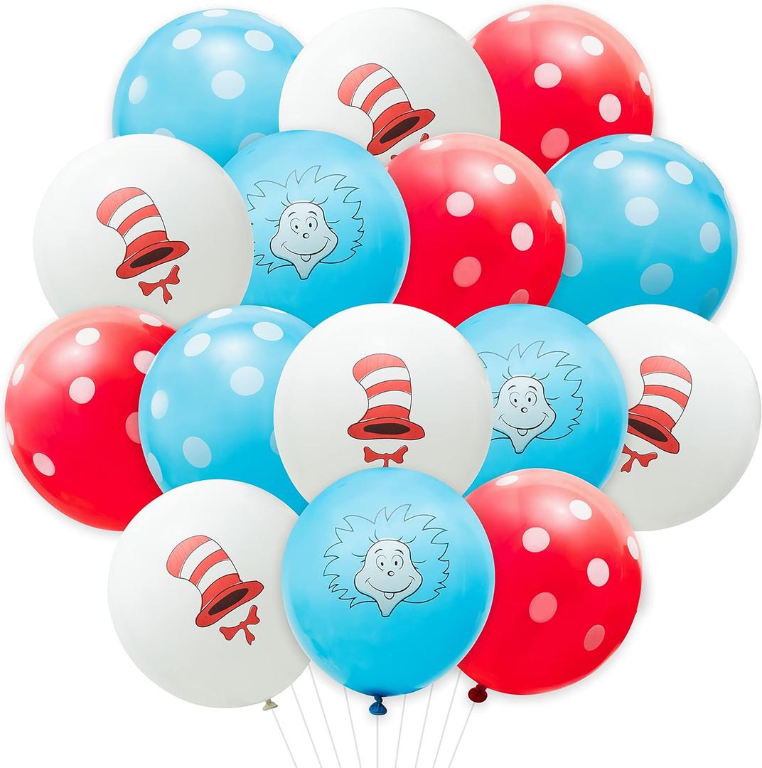 CBweidiu 40PCS Cats Hat Party Balloons for Kids, Doctor Cats Hat Latex Balloons for Party Decoration, 12 Inch Cats Hat Balloons for Indoor Outdoor Party, Blue Red Latex Balloons for Party Supplies
