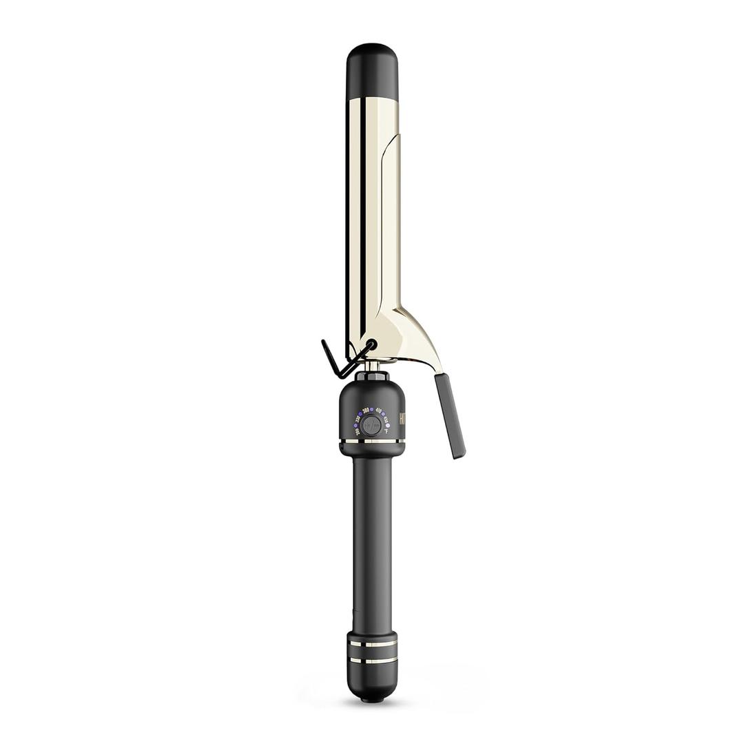 HOT Tools 24K Gold Professional 1 1/4" Extended Barrel Curling Iron with Clamp for Tousled Curls - 24K Gold Technology for Long-Lasting Results & Longer Barrel for Easy Styling