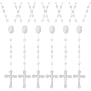 Beeveer 50 Pcs Glow in the Dark Rosary Beads Catholic Luminous Cross Rosary Necklaces Religious Plastic Crucifix Chains Pearlized Catholic Prayer Bead