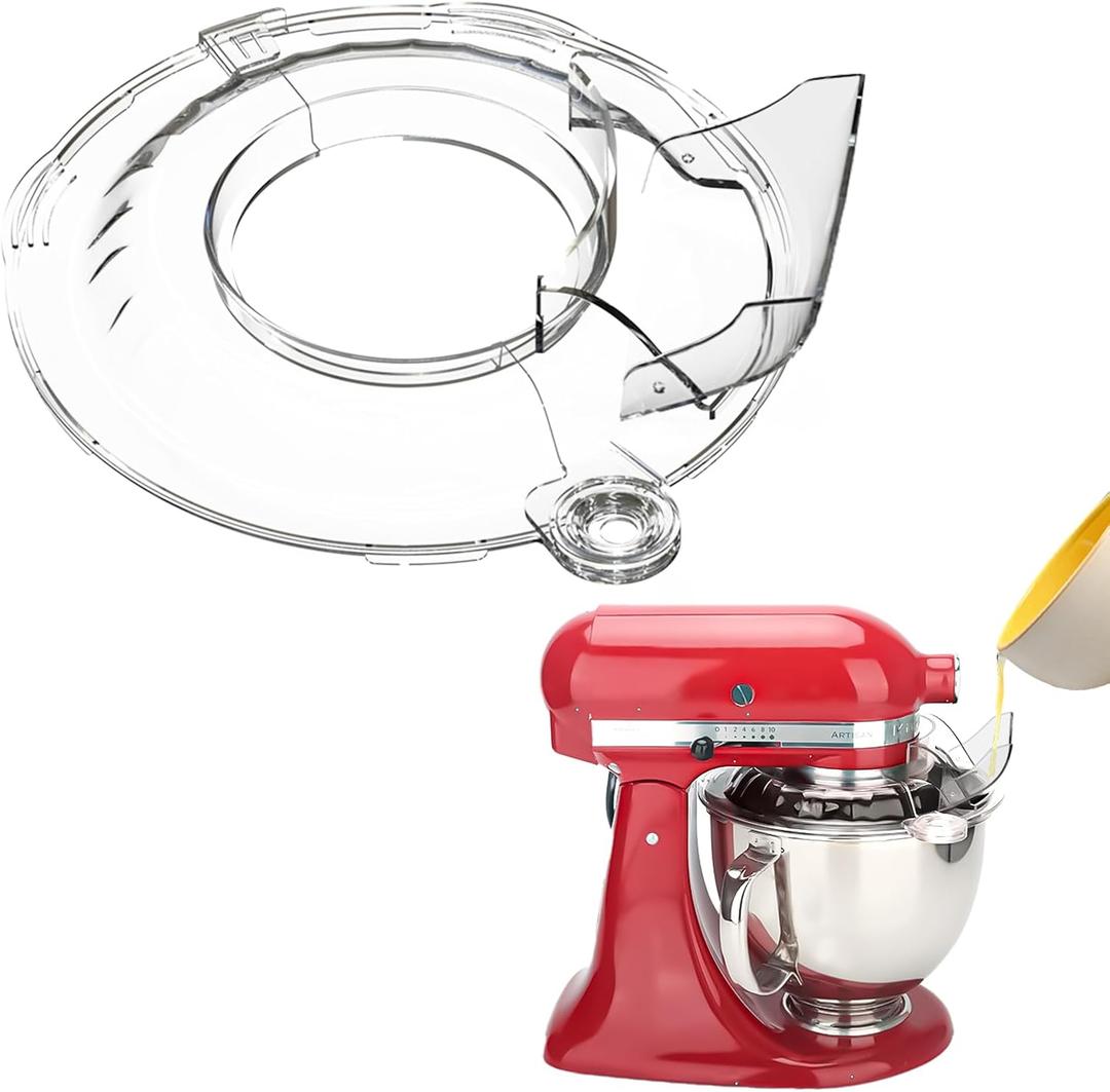Pouring Shield for KitchenAid Tilt Head 4.5-5 QT (for Stainless Steel Bowls Only), for Kitchen aid Accessories and Attachments, Fully Enclosed Foldable Lid Mixer Bowl Cover & Flour Funnel