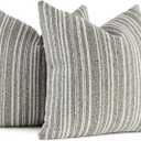 AmHoo Pack of 2 Textured Boucle Throw Pillow Covers Accent Striped Cozy Soft Decorative Couch Cushion Case for Chair Sofa Bedroom Living Room Home Decor 20 x 20-Inch Desert Taupe