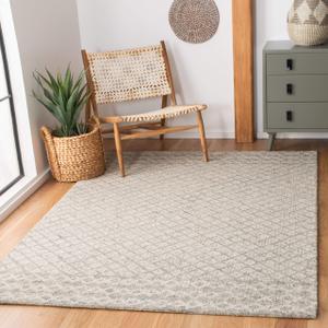 SAFAVIEH Abstract Collection Accent Rug - 3' x 5', Ivory & Grey, Handmade Wool, Ideal for High Traffic Areas in Entryway, Living Room, Bedroom (ABT203F)