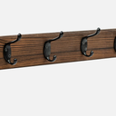 NicQliear Wall Mounted Coat Rack - Metal Coat Hooks Hanger with Pine Solid Wood Board, 4 Black Literary Rustic Hooks Rail Wall Mount for Hanging Coats, Clothes, Bags, Hat, Towel