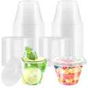 Szsrcywd 50 Pack 6 Oz Plastic Cups with Flat Lids, Clear Disposable Dessert Cup, Leakproof Party Containers for Fruit, Ice Cream, Cold Drinks, Mousse, Yogurt(No Hole)