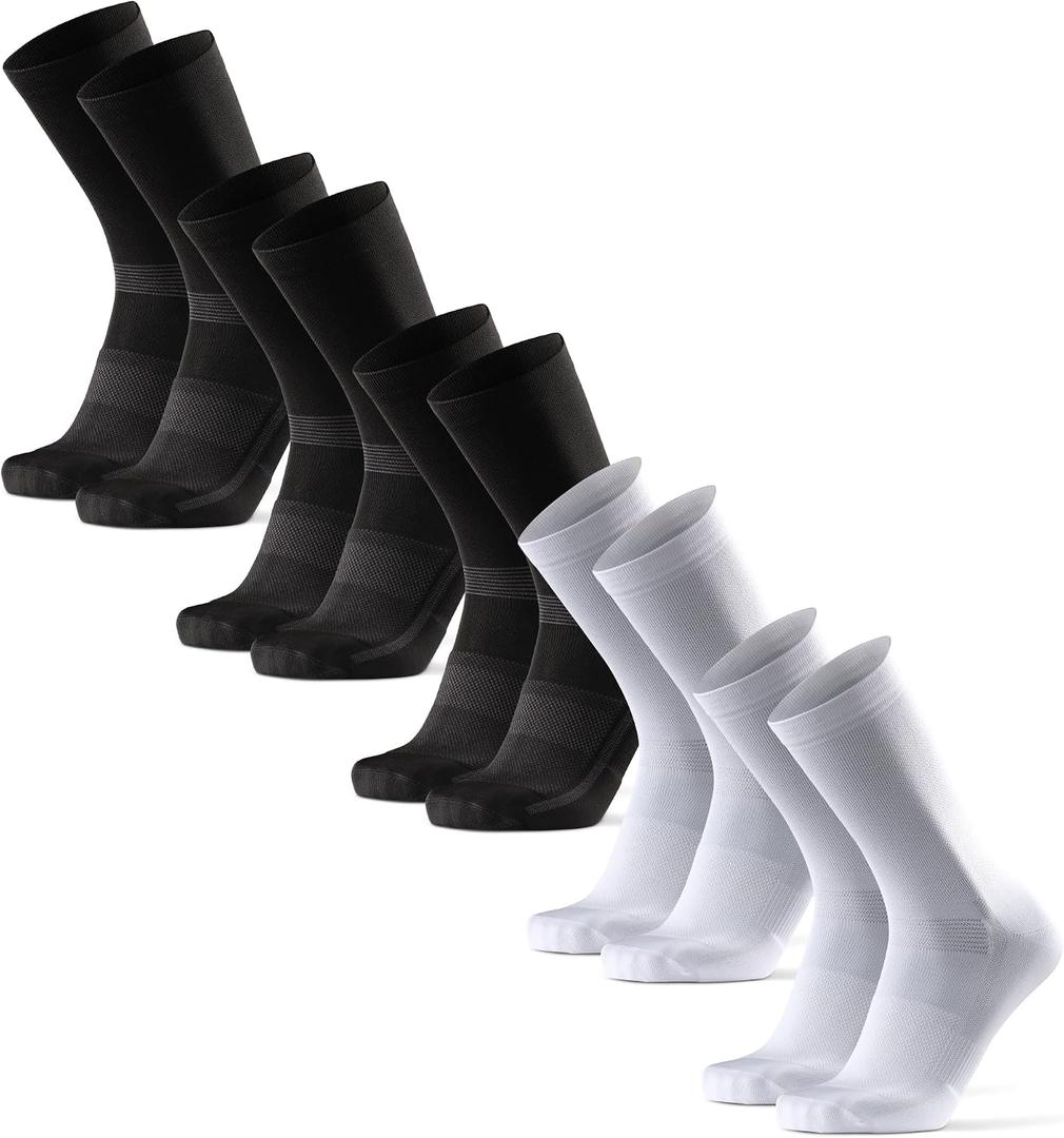 DANISH ENDURANCE Cycling Socks, Crew Length, Breathable, Cushioned, Biking Socks for Men & Women, Multicolor (3xBlack, 2xWhite/ Black), X-Large