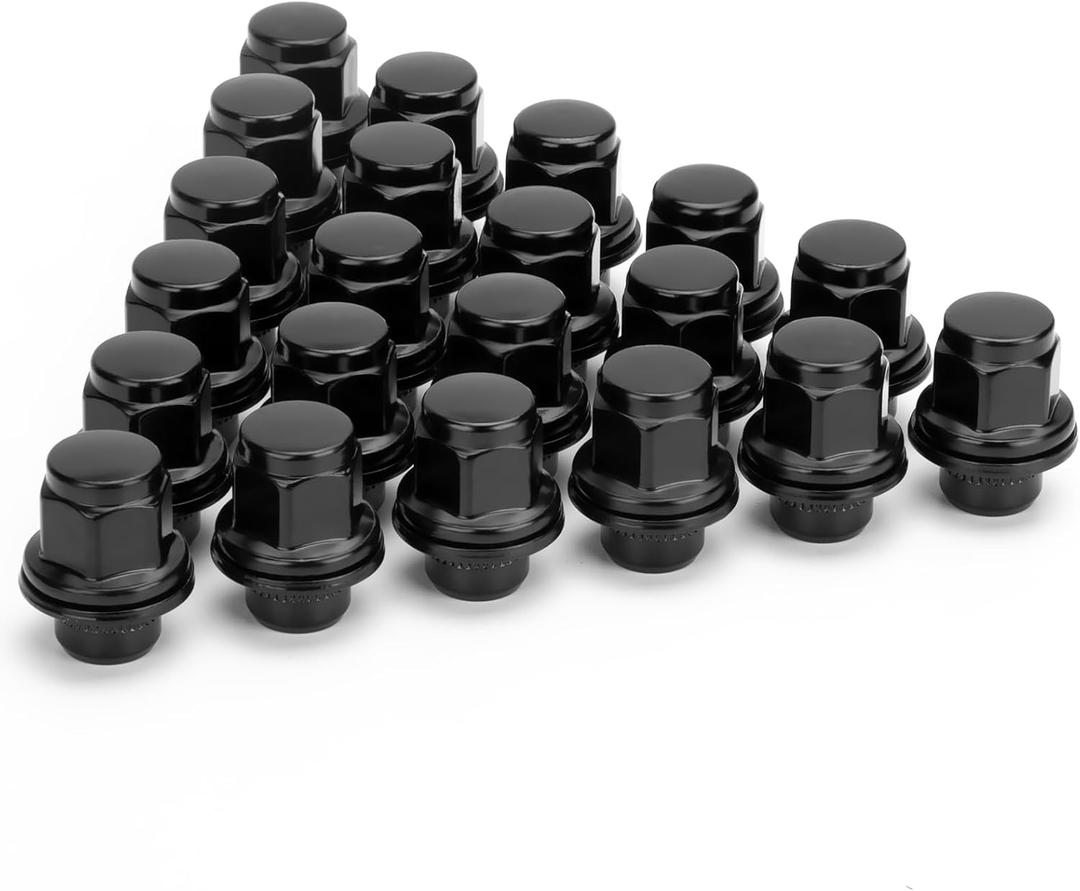 M12x1.5 Lug Nuts, Compatible with Toyota Camry Corolla Tacoma Highlander 4Runner Lexus Scion - 20PC 13/16" Hex, 1.46" Tall, 1.1" Wide - 12x1.5 OEM/Factory Black Wheel Lug Nuts Closed End Mag Seat