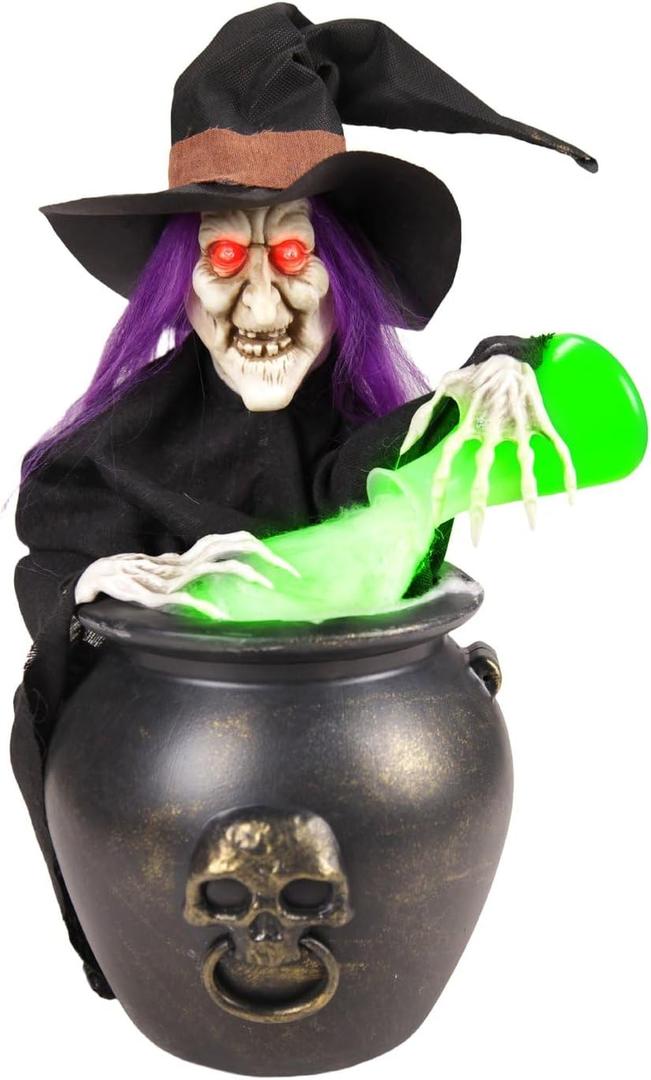 Haunted Hill Farm 1.8-Ft. Witch Pouring Potion Tabletop Animatronic