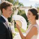 FCKLVMC 100 Pcs Fans for Wedding Guests, Paper Folding Hand Wedding Fans Bulk for DIY Crafts Wedding Party Gifts Photography Props