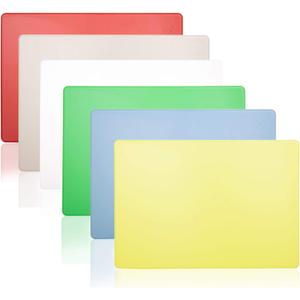 Thirteen Chefs 20 x 15 Inch Color Coded Cutting Boards - Set of 6 White, Red, Green, Blue, Yellow, Brown - 1/2" Thick HDPP Plastic for Food Service