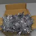Silver Tinsel Garland 49.2Feet Christmas Garland Party Decorations Xmas Tree Decoration Xmas Garland for Twist Hanging Ceiling Indoor Outdoor Christmas Tree Decorations