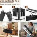 Electronic 88 Key Piano Keyboard,Bluetooth Foldable Full Size Semi-Weighted Digital Pianos with Power Adapter,Pedal,Sheet Music Stand,Sticker,Bag,Gift for Beginners,Black