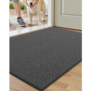 Color & Geometry Large Double Door Mat, 24"x43" Non Slip Front Door Mat Indoor Entrance, Dirt Trapper Washable Indoor Outdoor Rugs Entry Rugs for Inside House, Grey (Rolled-up NO Creases)