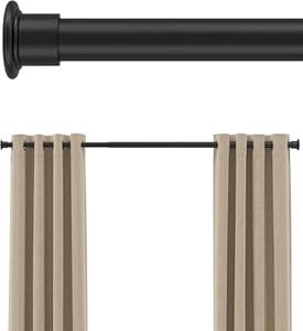 Tension Curtain Rod 43-85 Inches Extra Long Black Heavy Duty Tension Rods Adjustable Curtain Rod No Drilling Spring Loaded Tension Rod for Windows Patio Hold Up Blackout Curtains and Non Slip