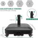 DZ4733 MS Patio Umbrella Base Heavy Duty with Wheels Square Market Stand for Outdoor 4 Locks 1 Knobs 125lb Capacity, Black
