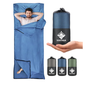 Sleeping Bag Liner, Self Tan Sleep Sack, Adult Sleep Sack, Two-Way-Zipper Expose Feet Separately, Portable Single Camping Travel Sheets for Hotel,Hostels,Business Trips