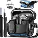 with Phone Stand for Samsung Galaxy Buds3 FE (2025) / Buds3 Pro (2024) / Buds 3 Case (2024),with Secure Lock Clip & Cleaning kit Full Body Shockproof Carbon Fiber Protection Design