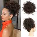 Lommel Messy Bun Hair piece for Women, Elastic Drawstring Loose Wave Curly Scrunchies Ponytail Extension, Synthetic Hair Extensions Hair Bun for Women Daily Use(Dark Chocolate Brown)
