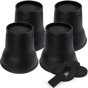 DEDU Bed Risers 6 Inch Heavy Duty 4 Pack, Furniture Risers with Caster Pads Supports Up to 6600 Lbs, Round Couch Risers for Sofas, Couch, Desk (Black)