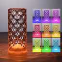 Oneleaf Table Lamp Rose Crystal RGB Modern LED Cordless,Rechargeable Battery Touch Desk lamp with Remote Control, Night Light for Couple Dinner/Restaurant/Bedroom/Camp (B-Colorful)