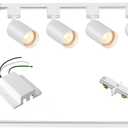 4-Light LED Track Lighting Kit with 3.3FT H Track Lighting Rails & Floating Canopy Connector, GU10 Track Light Kit, Modern Kitchen Track Lighting Fixtures Ceiling Spot Light, White (No Bulbs)