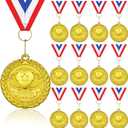 Donrime Well Done Medals, 12-Pack Gold Metal Medal Sports Day Medals with Ribbon Necklace for Sports Day Prizes, Gymnastics Competitions, Party Gifts, Kids Adults (Winner)