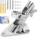 316 Stainless Steel Flag Pole Holder, Marine Grade Ultra Heavy Duty Flag Pole Mount, Outside House Flag Pole Bracket, Flagpole Mounting Bracket, Outdoor Flag Holder - Mirror Polishing, 2 Position 1 in