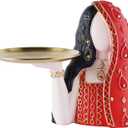 Ramadan Tray Eid Table Decorations Resin Women Figurines Home Decor Candy Dishes Decorative Key Tray Tabletop Decor for Ramadan Ornaments and Persian New Year Decorations, Red