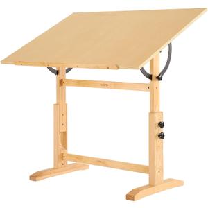 VISWIN Wood Drafting Table for Adults, 30" X 42" Extra-Large Drawing Table with Adjustable Height & Angle for Art Studio, Solid Pine Wood Artist Desk for Drawing, Drafting, Writing, Reading