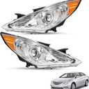 For 2011 2012 2013 2014 Hyundai Sonata Headlights Assembly Compatible with 11-14 Hyundai Sonata Head Light Headlamp Replacement Factory Style, Driver and Passenger Side, Chrome