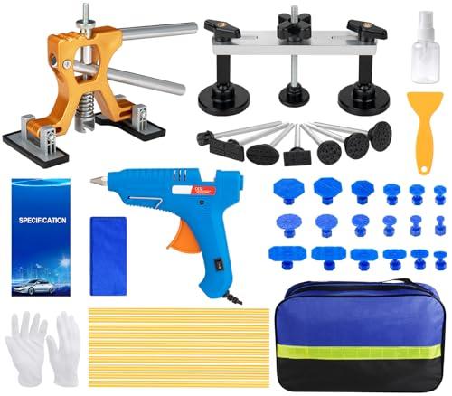 45Pcs Car Dent Puller Kit, Paintless Dent Removal Kit with Adjustable Bridge Puller & Golden Lifter, Hail Damage Dent Repair Kit with 100W Glue GuП for Auto Body Truck Refrigerator DIY Repair