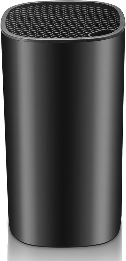 Universal Knife Block Holder for Kitchen, WELLSTAR Knife Stand without Knives, Safe Space Saver Large Volume Stable Knife Storage with Scissors Slot, Detachable for Easy Cleaning  Black