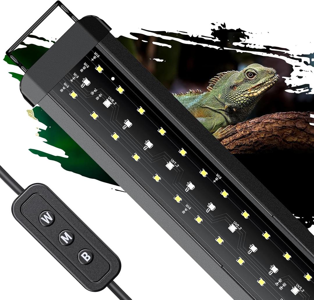 Pawfly 14 W UVB Light for Reptiles for 18" to 24" Terrariums Extendable Reptile Tank Light with Full Spectrum Brilliant with Day & Night Modes and Adjustable Brightness (Pro)