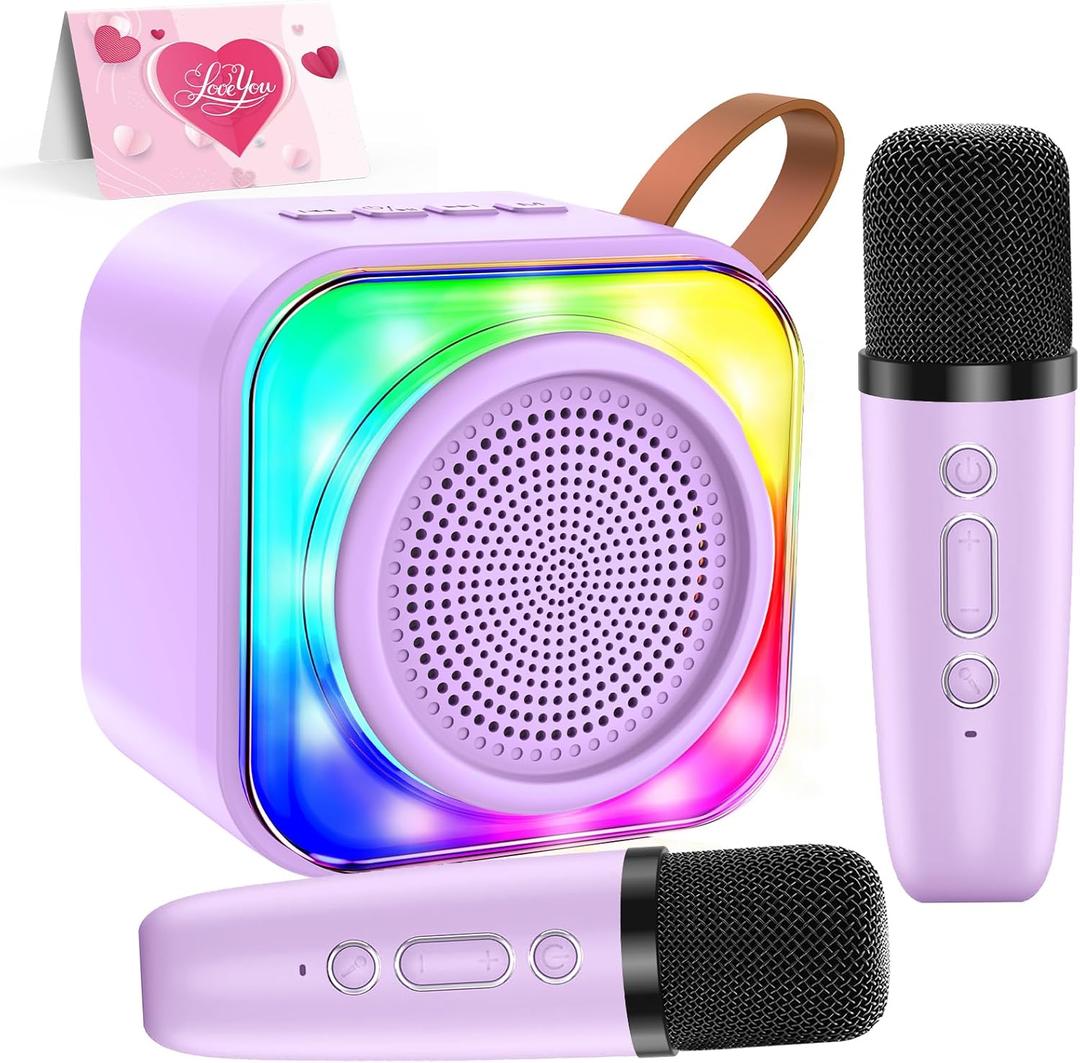 MicQutr Karaoke Machine with 2 Microphones for Kids, Toys Birthday Gifts for Ages 3-12 Years Old Girls Boys, Mini Karaoke Microphone with Protable Bluetooth Speaker for Singing Party Outdoor Play