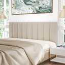 Tbfit Upholstered Wall Mounted Headboard, Soundproof Peel and Stick Headboards for Full Bed, Tufted Floating Dorm Bed Headboard, Pack of 6 Panels Sized 10” x 24”, Beige