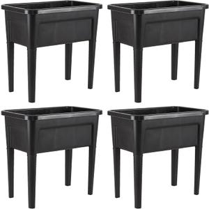 4 Pcs Plastic Raised Garden Beds with Legs16 Gallon Outdoor Elevated Garden Planter BoxPerfect for Flowers, Vegetables, and Herbs