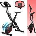 Lightweight 33LB Foldable Exercise Bike for Small Apartments, Stationary Bikes for Home Workout, Indoor Portable Cycling Bike with 16-Level Magnetic Resistance, 260LBS Capacity, 5.5 LBS Flywheel